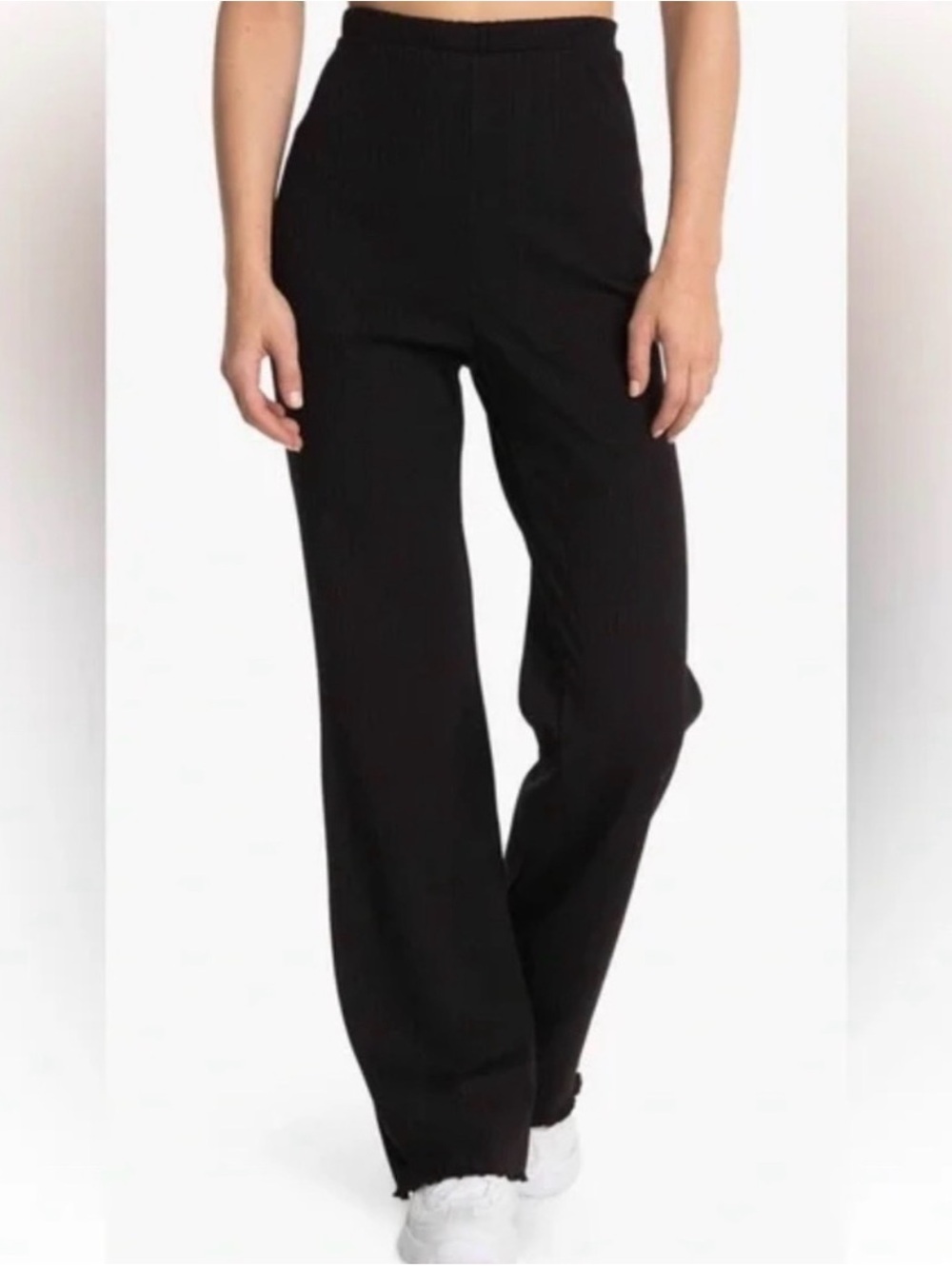 Black Wide-Leg Knit Pants